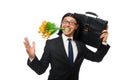 Handsome businessman with flower and brief case Royalty Free Stock Photo