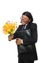 Handsome businessman with flower and brief case Royalty Free Stock Photo