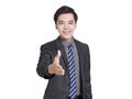 Handsome businessman with handshaking gesture.Isolated on white background Royalty Free Stock Photo