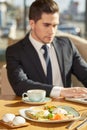 Handsome businessman having lunch Royalty Free Stock Photo