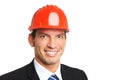 Handsome businessman in a helmet