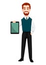 Successful business man. Handsome businessman holding tablet. Royalty Free Stock Photo