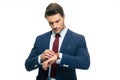 Handsome businessman looking on his wrist watch Royalty Free Stock Photo