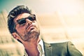 Handsome businessman with sunglasses Royalty Free Stock Photo