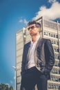 Handsome businessman with sunglasses Royalty Free Stock Photo