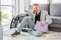 Handsome businessman teleworking on phone Royalty Free Stock Photo