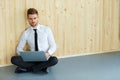 Handsome Businessman Working on Laptop at His Office Royalty Free Stock Photo