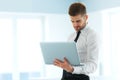 Handsome Businessman Working on Laptop at His Office Royalty Free Stock Photo