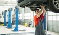 Car mechanic working at automotive service center Royalty Free Stock Photo