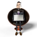 Handsome cartoon businessman working on a laptop - 3D illustration Royalty Free Stock Photo