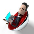 Handsome cartoon businessman working on a laptop - 3D illustration Royalty Free Stock Photo