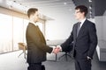 Handsome caucasian businessmen shaking hands