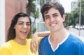 Handsome caucasian guy with latin girlfriend Royalty Free Stock Photo