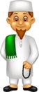 Handsome chaplain cartoon standing bring beads with smile Royalty Free Stock Photo