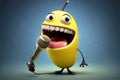 Handsome cheerful banana singing karaoke songs on the stage. Generative AI