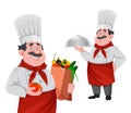 Handsome chef cartoon character. Cheerful cook