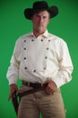 Cocky cowboy in white shirt Royalty Free Stock Photo