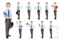 Handsome confident business man, set of ten poses