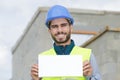 Handsome constructor showing empty sign