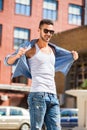 Handsome cool man outdoor Royalty Free Stock Photo