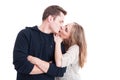 Handsome couple kissing and being happy Royalty Free Stock Photo