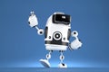 Handsome 3D robot with VR glasses. 3D illustration. Contains clipping path