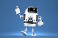 Handsome 3D robot with VR glasses. 3D illustration. Contains clipping path Royalty Free Stock Photo