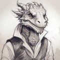 Handsome Dragon Sketch: Teenage Wyvern In Vest