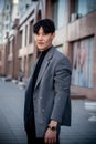 Handsome eastern man in suit, fashion, street style Royalty Free Stock Photo