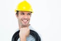 Handsome electrician carrying wires Royalty Free Stock Photo