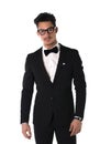 Handsome elegant young man with suit and glasses