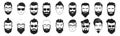 Handsome face man beard man emblems icons. Set of vector bearded hipster men faces. Haircuts, beards, mustaches set