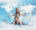 Handsome father and a daughter riding piggyback Royalty Free Stock Photo