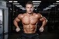 Handsome fitness model train in the gym gain muscle