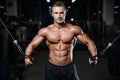 Handsome fitness model train in the gym gain muscle