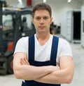 Handsome forklift operator. Royalty Free Stock Photo
