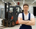 Handsome forklift operator. Royalty Free Stock Photo