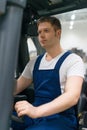 Handsome forklift operator. Royalty Free Stock Photo
