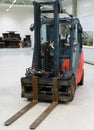 Handsome forklift operator. Royalty Free Stock Photo
