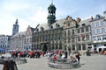 The handsome, Gothic town hall in the beautiful Belgian city of Mons on a sunny day.