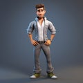 Handsome Gray Male Casual Game Character With Volumetric Lighting