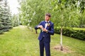 Handsome groom at wedding tuxedo. Royalty Free Stock Photo