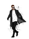 Handsome guy in stylish clothes. Hipster. Vector illustration.