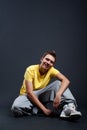 Handsome guy in yellow t-shirt Royalty Free Stock Photo