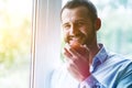 Happy man eating apple Royalty Free Stock Photo