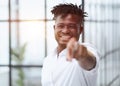 Handsome happy young man pointing at camera Royalty Free Stock Photo