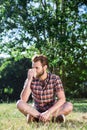 Handsome hipster blowing his nose Royalty Free Stock Photo