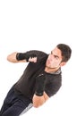 Handsome latin fighter wearing black clothes Royalty Free Stock Photo