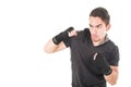 Handsome latin fighter wearing black clothes Royalty Free Stock Photo