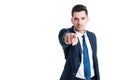 Handsome lawyer or broker pointing finger at the camera Royalty Free Stock Photo